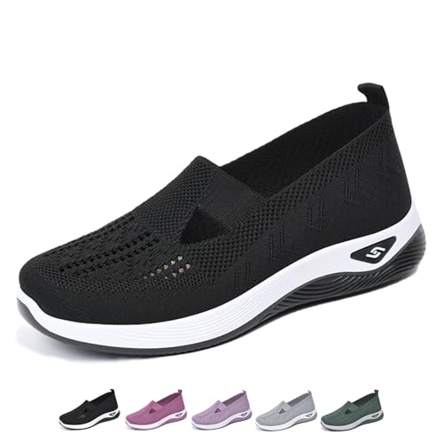 Orthopedic Walking Shoes for Women 2024 New Women's Woven Breathable Soft Sole Shoes Mesh Slip On Sneakers