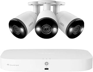 Lorex 16-Channel (8 Wired and 8 Fusion) Fusion 4K Security Camera NVR IP Recorder (3 Bullet Active Deterrence WT)