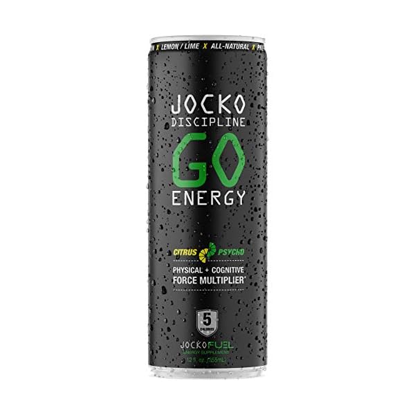 Jocko GO Energy Drink, Citrus Psycho (Lemon Lime) SugarFree AllNatural Nootropic Keto Drink