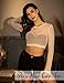 ADOME Sheer Tops for Women Mesh Crop Top Mesh Long Sleeve Shirt Blouse White M