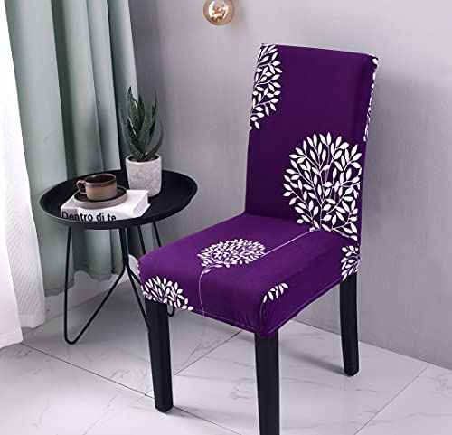Happydog Modern Stretch Dining Chair Covers Removable Washable Spandex Slipcovers For High Chairs Kitchen, Dining Room, Hotel, Ceremony 2/4/6Pcs Chair Protective Covers (Purple, Set Of 6) #TOP1