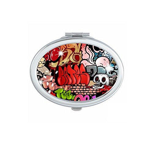 Miroir de poche crâne coloré illustration fait main cadeau original pour ado