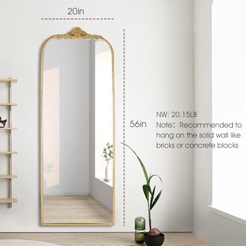 Arched Full Length Mirror 20"x56", Antique Gold Large Traditional Vintage Baroque Inspired Floor Mirror for Wall, Bedroom, Living Room, Hallway - Image 5