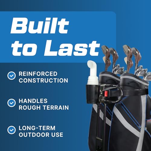 Image of Evolution Golf Bag Holder Attachment with Sand Bottle Kit - Fits Golf Carts 4 & 6 Passenger Model - Durable Golf Cart Bag Carrier with Easy Installation, Secure Fit & Weather Resistant Design | Black
