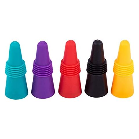 Weinverschluss Silikon,Flaschenverschlüsse Farbig 5er Pack Wiederverwendbare Weinflasche Caps Bier Sealer Cover