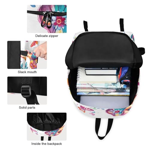 Backpack Lunch Bag Set Floral Dog Print, Big Storage Travel Backpacks with Insulated Lunch Box for Office Hiking Picnic3