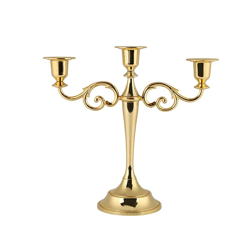 HTTGDGDH Candle Holders 3Head Metal Candlesticks Gold Romantic Retro Dinner Table Candelabra Ornaments For Wedding Home Decor Party,