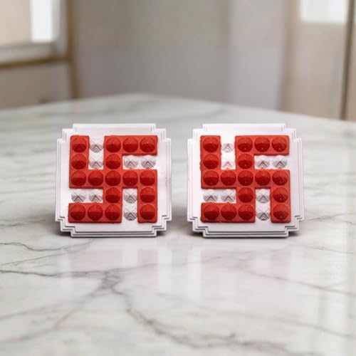 Image of Plus Value Red Swastik Pyramid 2.5 Pair Vastu Remedies for Home Office Main Door Entrance Temple Tijori Cash Box Important Files Electronics (2pcs)