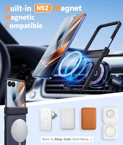 Image of FNTCASE for Samsung-Galaxy Z Flip 8 Matte Case with Hinge Protection | Compatible with Magsafe, Screen Protector, Military Grade Drop Shockproof Protective, Magnetic Translucent Phone Case