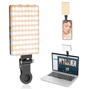 TONEOF 80 LED Transportable Selfie Gentle,Rechargeable Cellphone Gentle with Clip,3 Gentle Modes 2000mAh Video Fill Gentle,Lighting for Video Recording, Make-up,Dwell Streaming,Vlog,Pill/Laptop computer (Black, 80 LED)