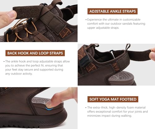 Image of ONCAI Men Hiking Sandals, Arch Support Walking Sandals with Outdoor Orthotic Footbed for Plantar Fasciitis, Hombre Sandalias Recovery Sport Size 7-14