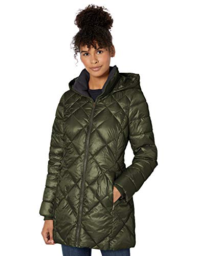 Marc New York by Andrew Marc Women's Claremont Diamond Quilted Down Jacket with Removable Hood, Hunter, X-Small