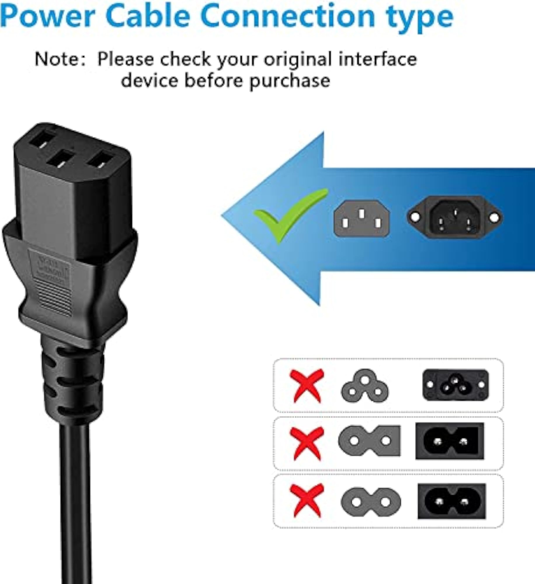 1.8M Standard Power Cable Cord for Desktop PC