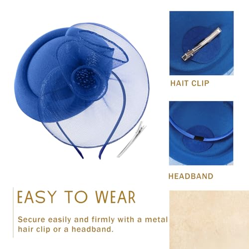 Image of DRESHOW Fascinators Hat Feather Headband Women's Fascinators Tea Party Headwear with Clip Flower Head Band for Girls & Women