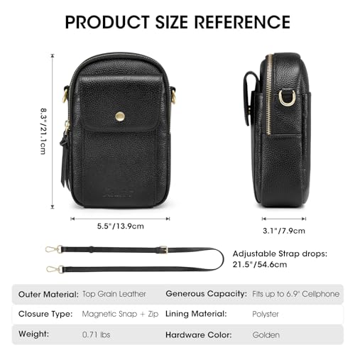 Kattee Small Leather Purses for Women, Crossbody Cell Phone Bags Shoulder Handbags with Card Slots, RFID Blocking2