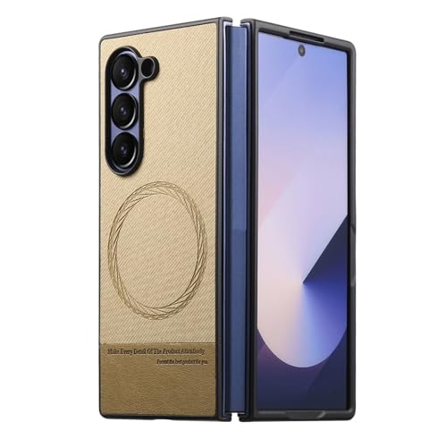 Étui Samsung Galaxy Z Fold 7 en cuir beige ultra fin avec support