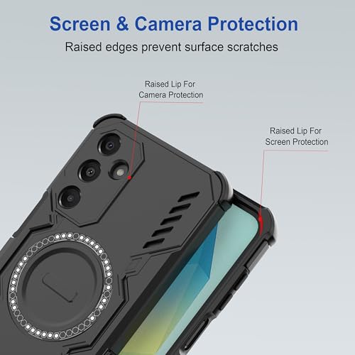 Image of amazon basics Back Case Cover for Samsung Galaxy A16 5G | Magnetic Case with Built-in Metal Ring | Supports Mag-Safe Charger, Wallet & Car Mount | Shockproof Hybrid PC + TPU | Black