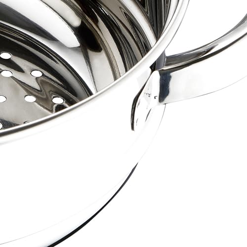 RB Renberg Steam Chef - Stainless Steel Steamer Pot - 18 cm - Bright Finish - Silver Hollow Handle - Suitable for Induction and All Types of Fires