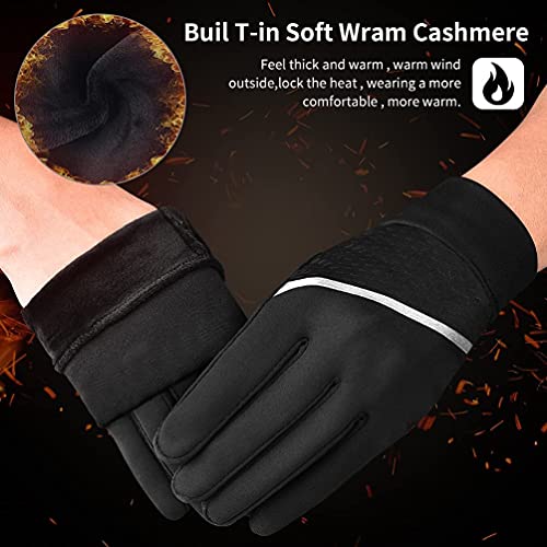 Oopor Winter Warm Running Sports Gloves - Cold Weather Ski Outdoor Thermal Bike Black Mittens For Man Woman M #TOP3