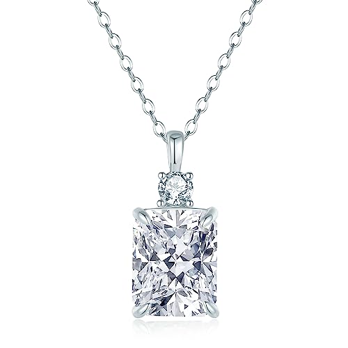 Lab Simulated Diamond Necklace for Women 925 Sterling Silver Radiant Cut 3.5Ct Pendant 18K White Gold Plated Jewelry Gifts
