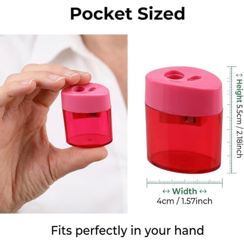 4 PCS Pencil Sharpeners with Lid, Dual Holes Colorful Manual Small Manual Pencil Sharpener, Portable Sharpeners Compatible with Standard Jumbo Pencils for School Home Office Artists,Mix * 4Pcs - Image 5