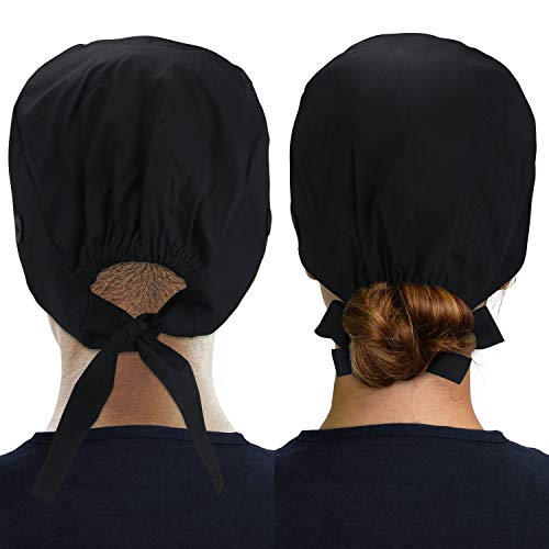 ABAMERICA Bouffant Caps with Button and Sweatband,Adjustable Working Hats for Women Men,One Size Fits All