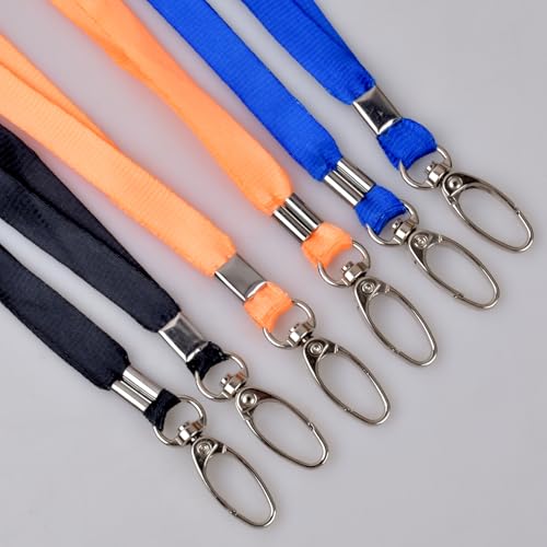 50 Stück Schlüsselbänder, Umhängebänder Hals, Abzeichen Lanyards mit Drehbarem Metallclip, Nackenband Schlüsselband für Student Besucher, Bulk Lanyards für Abzeichen ID-Karten Schlüssel (Orange)