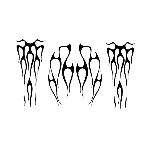 Image of Motorcycle Gas Tank Flame Decals,Universal Motorcycle Flame Sticker PET Waterproof Sport Stripes Decals Stickers Fuel Tank Fender Decal Set Decoration Accessories,Black