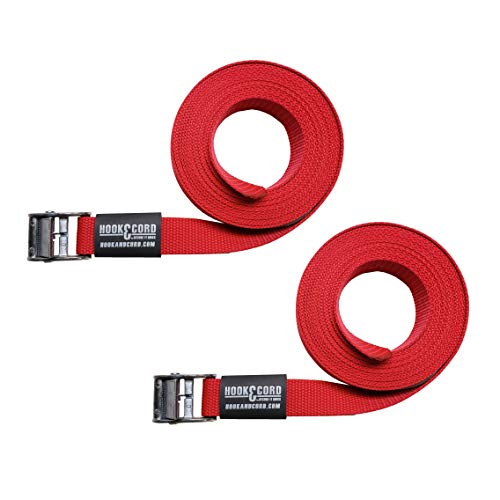 SECURE IT QUICK Straps & Buckles - Cinch Tie Down CAM Cargo Utility Lashing Straps - 1" Wide Heavy Duty Webbing (168" CAM - 2 PK, Red)