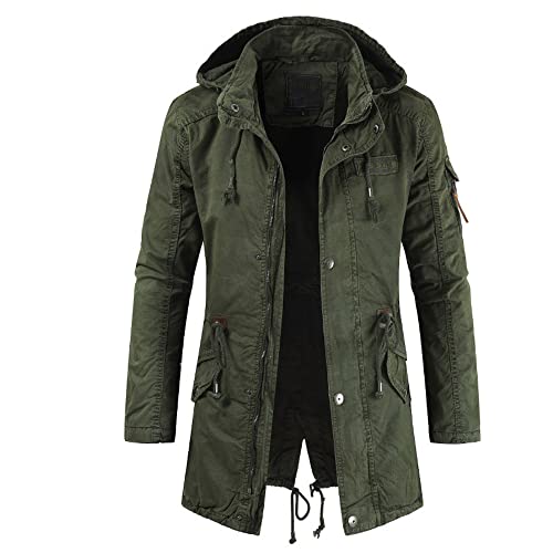 Veste coupe-vent à capuche pour homme Letuwj vert militaire taille XL