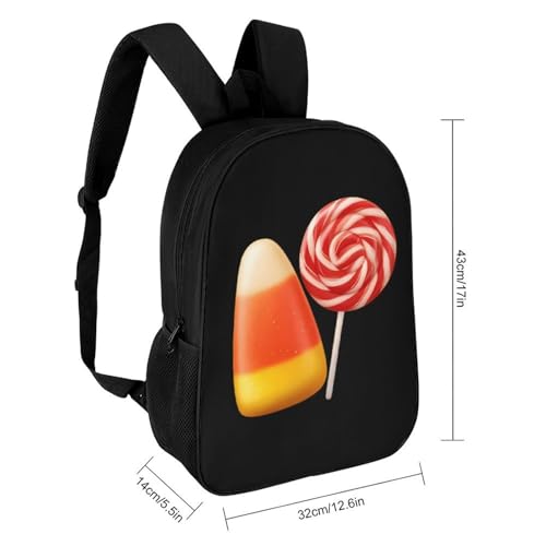 Candy Corn And Lollipop Classic 17 Inch Backpack Travel Daypack Casual Shoulder Bag with Adjustable Strap for Men Women2