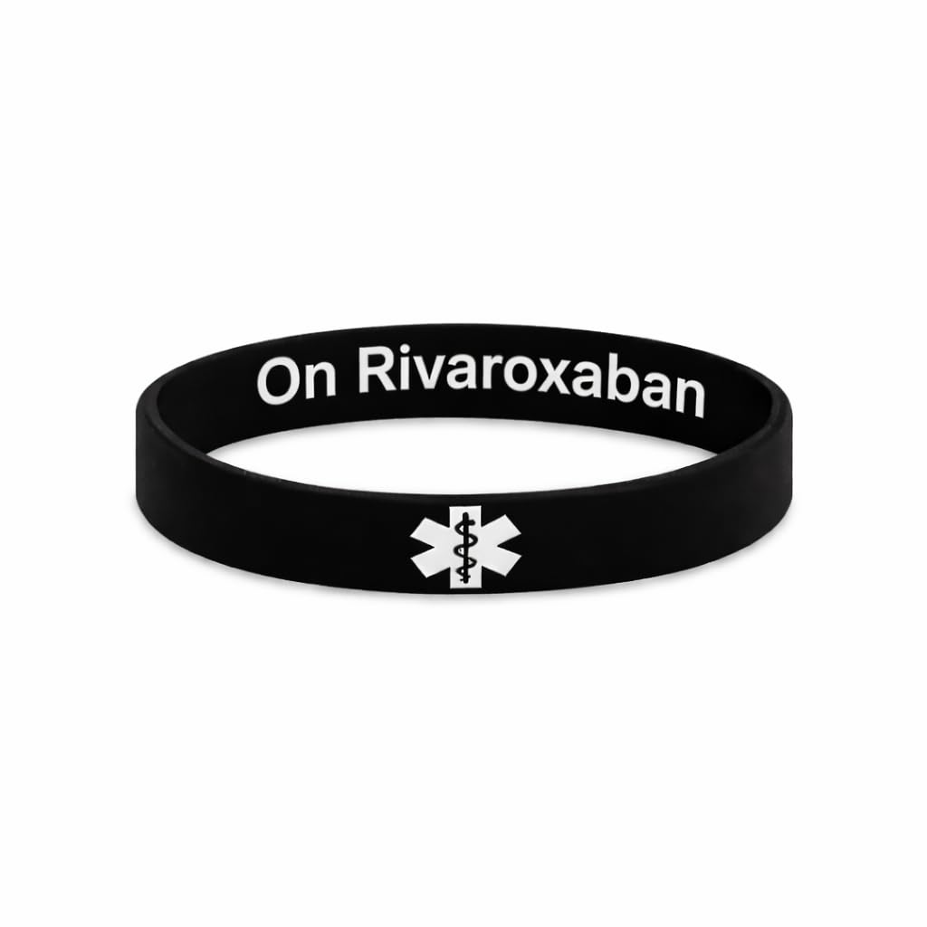 On Rivaroxaban Blood Thinner Medical Alert Bracelet – Discreet/Hidden Message Silicone Wristband (202mm)