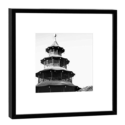 Tour chinoise de Munich photo encadrée en bois noir pour décoration salon chic