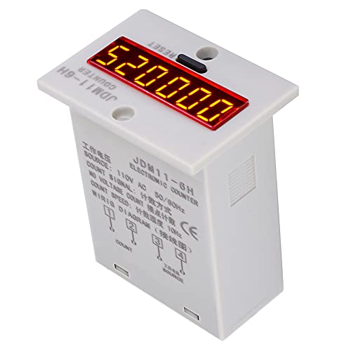 6 Digits No Voltage Counter, Clear Digital LED Display Wide Counting Range of 0 to 999999 for Various Input Counts (AC110V)