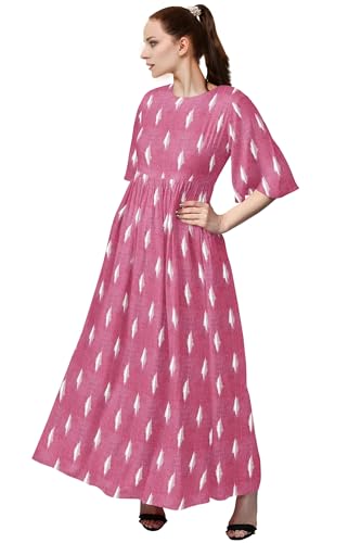 Image of Cotton Pochampally ikat unstitched blouse, Kurthi, long frock fabric material for women (1 meter, 2 meters & 3 meters)