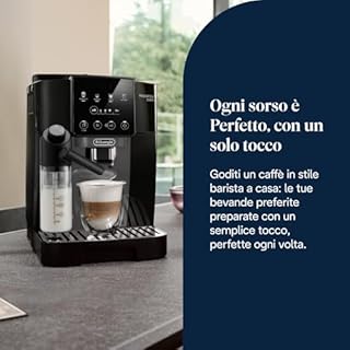 De’Longhi Magnifica Start – Perfetto Macchina da Caffè Automatica, LatteCrema Montalatte Automatico, 4 Bevande in un Solo Tocco, Espresso, Cappuccino, Comandi Soft Touch, Nero e Grigio (ECAM222.60.BG)