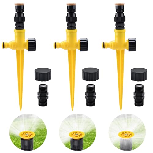 ELUBLU 3 Paar Rasensprenger 360 Grad Bewässerungssystem Gartensprenger...
