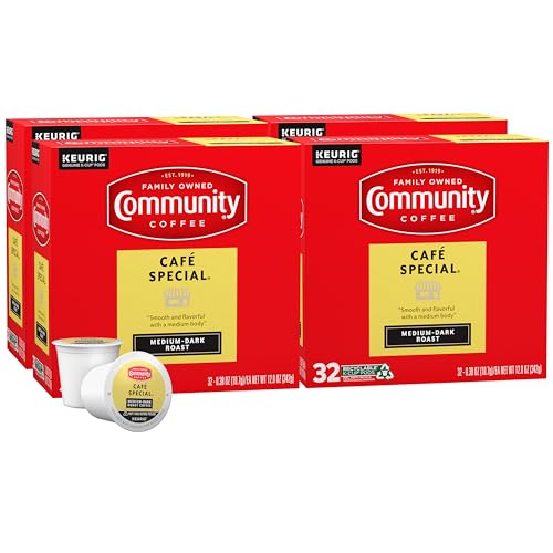 Image of Community Coffee Cafe Special, Medium-Dark Roast, Single-Serve Keurig K-Cup Pods, 32 Count (Pack of 4)