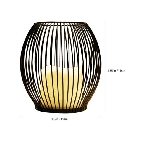 Candelabro de metal negro con vela electrónica extraíble y botón 3