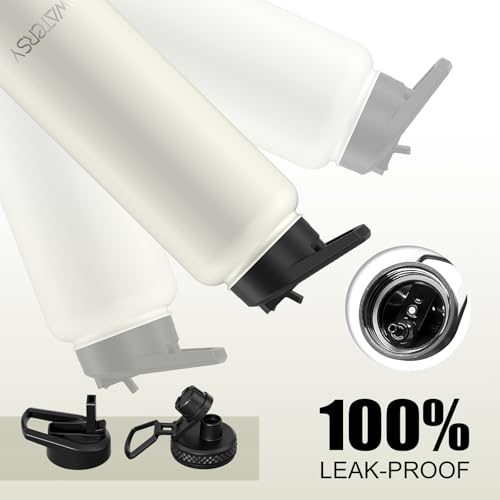 Image of 40oz Insulated Water Bottle (Cold for 48 Hrs),BPA Free&Leak Proof,Stainless Steel Water Flask,Water Jug with Straw Spout Lids for Gym,Hiking,Travel,White