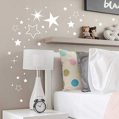 ilka parey wandtattoo-welt® Wandtattoo Wandbild Wandaufkleber Wandsticker Aufkleber Sticker Sternenset Sterne 180 Stück M2030 - ausgewählte Farbe: *weiß*