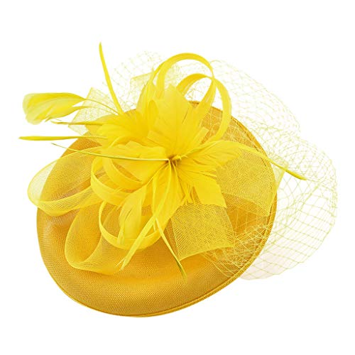 accessoire chapeau sangle élégant chapeau clip fleur femme bandeau cheveux bandeau bandeau hommes, jaune, Taille unique
