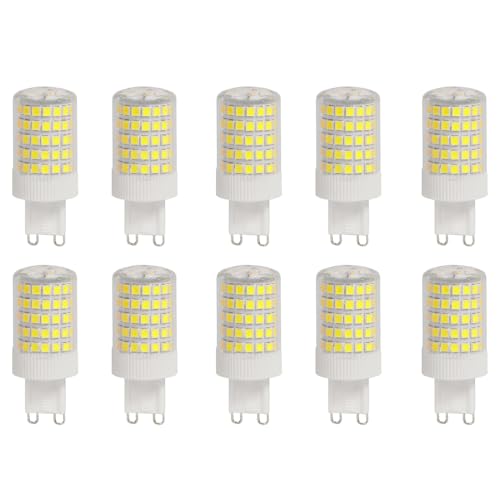 WULUN Bulbo LED G9 10w, 6000k blanco frío, halógeno equivalente a 100w, 1000 lm, ángulo de haz de 360 °, súper brillante, AC 220V - 240v, sin parpadeo, luz ajustable, 10 paquetes
