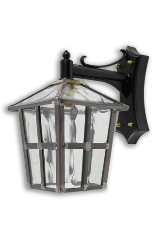 LEADED LANTERN OUTDOOR WALL LIGHT CLEAR RIPPLED GLASS HAND MADE