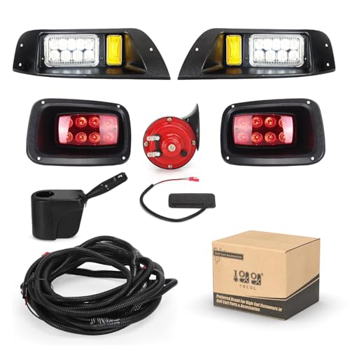 9.99WORLD MALL 12 Volt Headlight Tail Light Kit Compatible with EZGO TXT (1996-2013) Golf Cart Lights Street Legal Kit Wire Harness for Gas and Electric