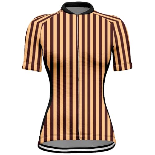 Mateju Maillot Ciclismo para Mujer XXS-4XL Manga Corta Ropa Ciclismo Cómodo Transpirable Exterior, Verano Secado Rápido Camisetas Manga Corta Camiseta Elástico (Amarillo marrón,XXL)