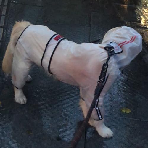 BT Bear Hunde-Regenmantel mit Beinen, transparent, vierbeinig, wasserdicht, mit reflektierenden Streifen und Kapuze, Overall für große Hunde (7XL)