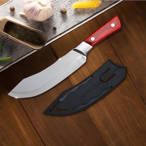 Image of Wizbiz Heavy Duty Chef Knife with Cover,High Carbon Steel Butcher Cleaver,Kitchen Chef Knives Meat,Bone,Fish and Vegetables |Professional Kitchen Cleaver for Slicing & Chopping