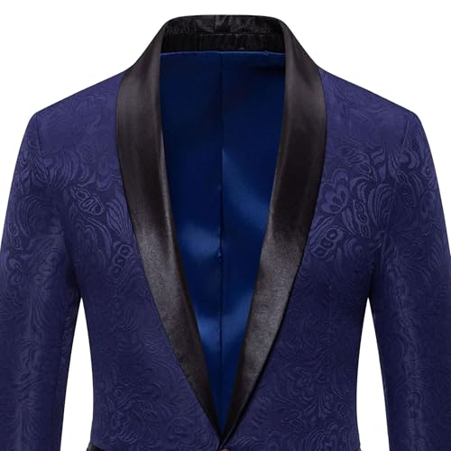 Men's Shawl Lapel Floral Stylish Suit Slim Fit Jacquard Blazer for Wedding Formal Skinny Classic Tuxedo4