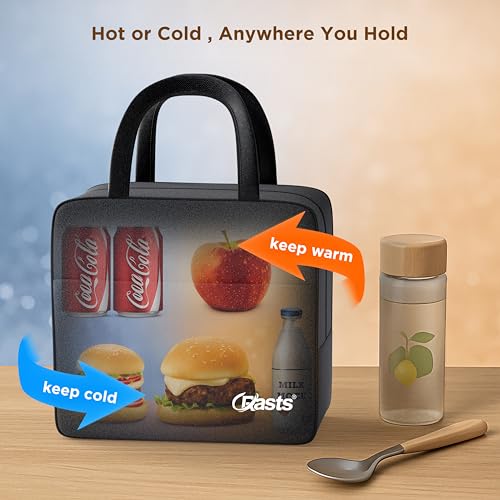 Image of Crasts Insulated Lunch /Tiffin /Storage Bag for Men & Women Reusable Waterproof Travel Bag for Office, College & School Lightweight Thermal Design Polyester Black 7liter